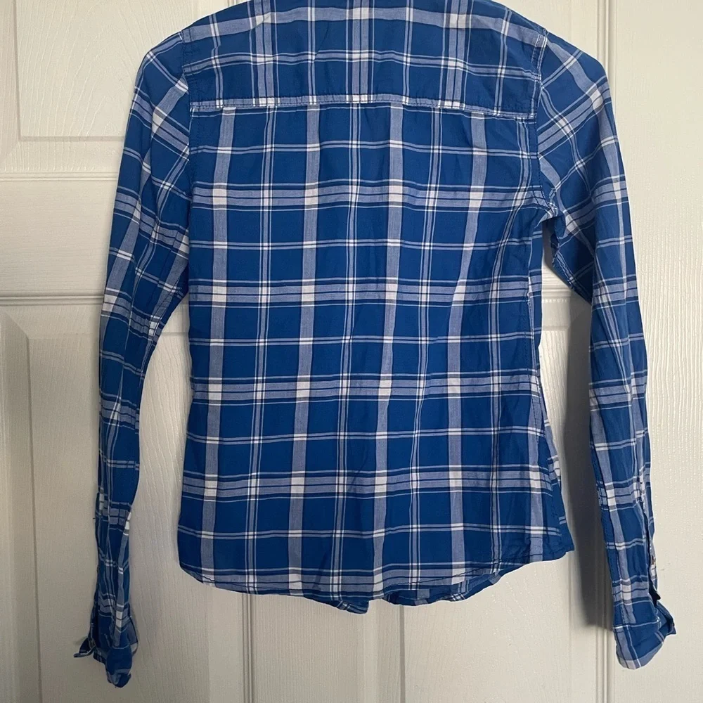 NWT Abercrombie Kids Blue Lightweight Checkered Flannel Shirt 100% Cotton
